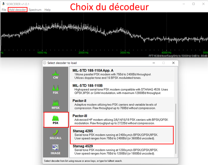 Choix du décodeur